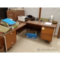 Medium Maple 71 x 60 L Suite Desk With Typing Table Run Off